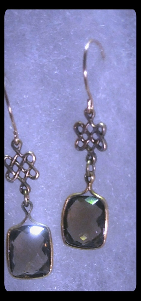 Natural Chocolate Smoky Quartz 10K R Gold Earrings